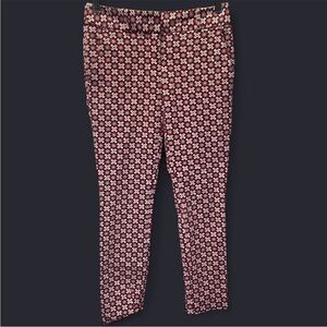 LOFT Maroon and White Floral Geometric  Pants 0 Petites
